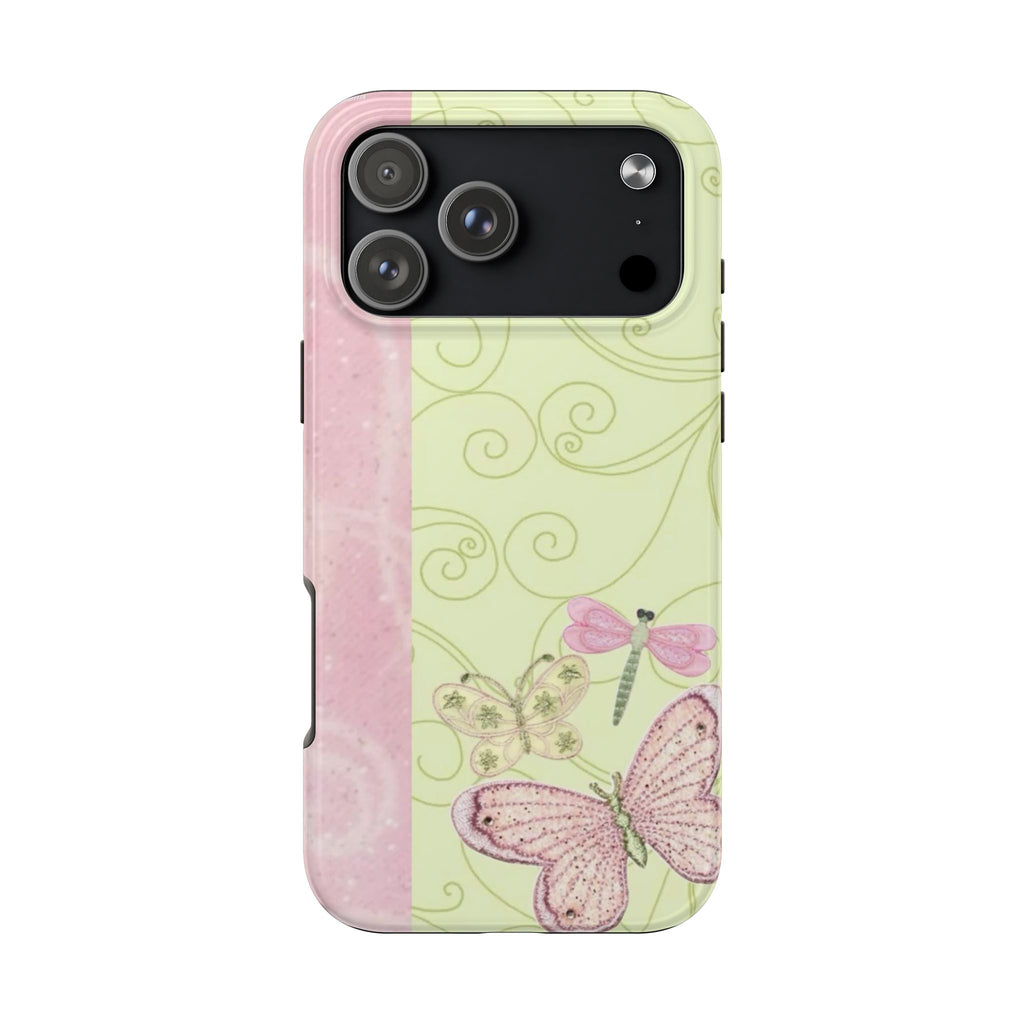 YELLOW & PINK WHIMSY DRAGONFLY PHONE CASE
