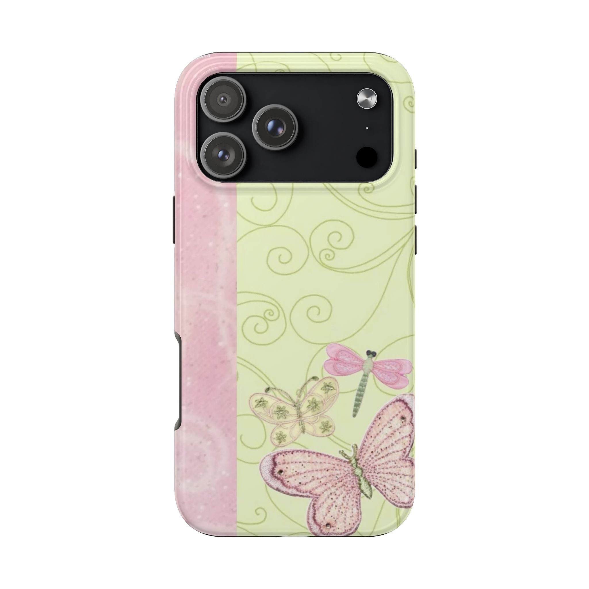 YELLOW & PINK WHIMSY DRAGONFLY PHONE CASE