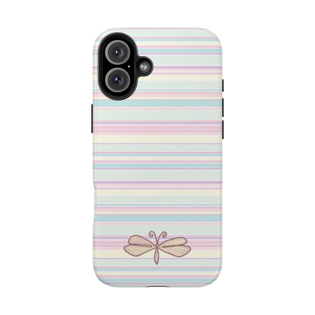 PASTEL STRIPES DRAGONFLY PHONE CASE