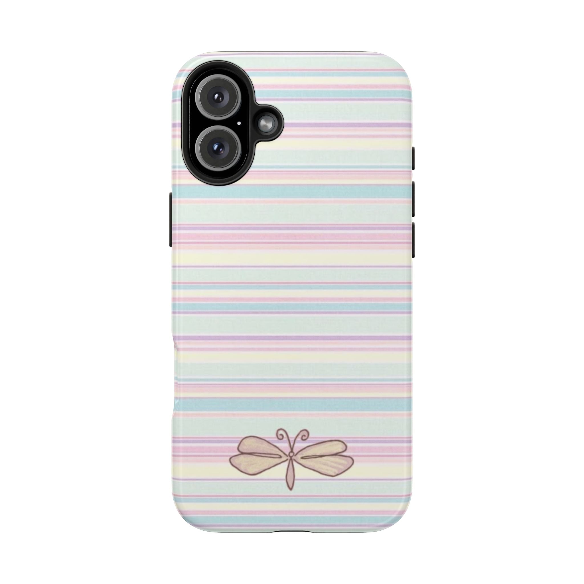 PASTEL STRIPES DRAGONFLY PHONE CASE