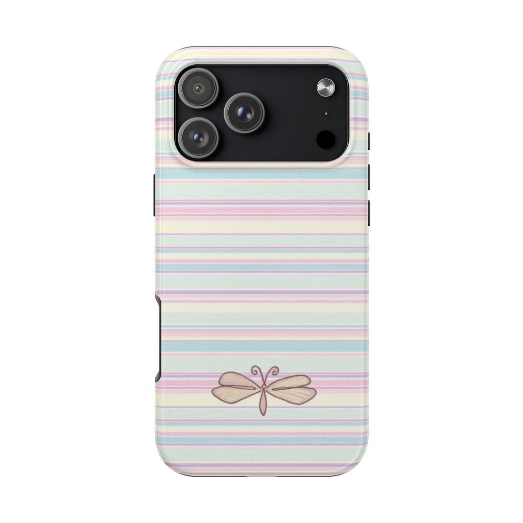 PASTEL STRIPES DRAGONFLY PHONE CASE