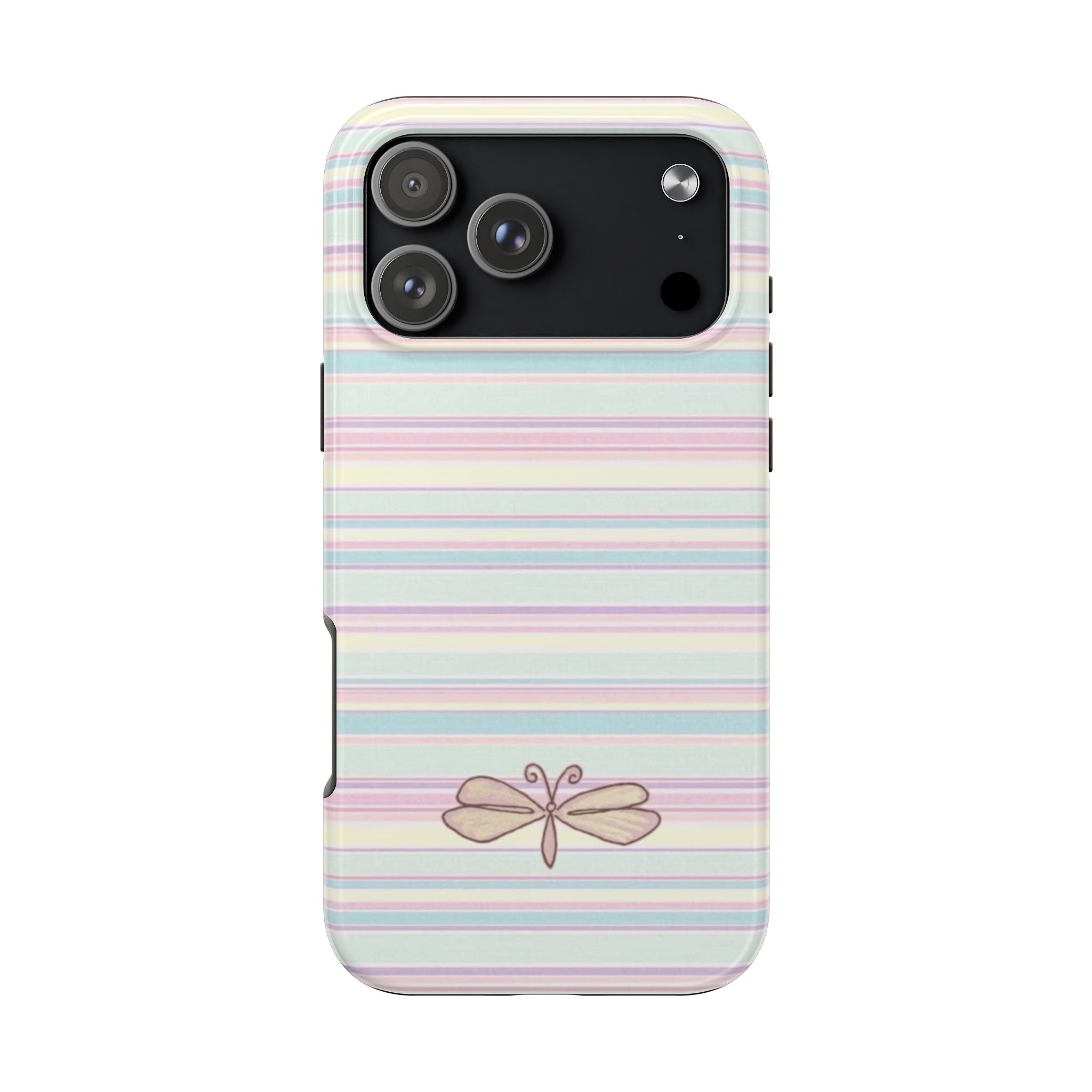 PASTEL STRIPES DRAGONFLY PHONE CASE