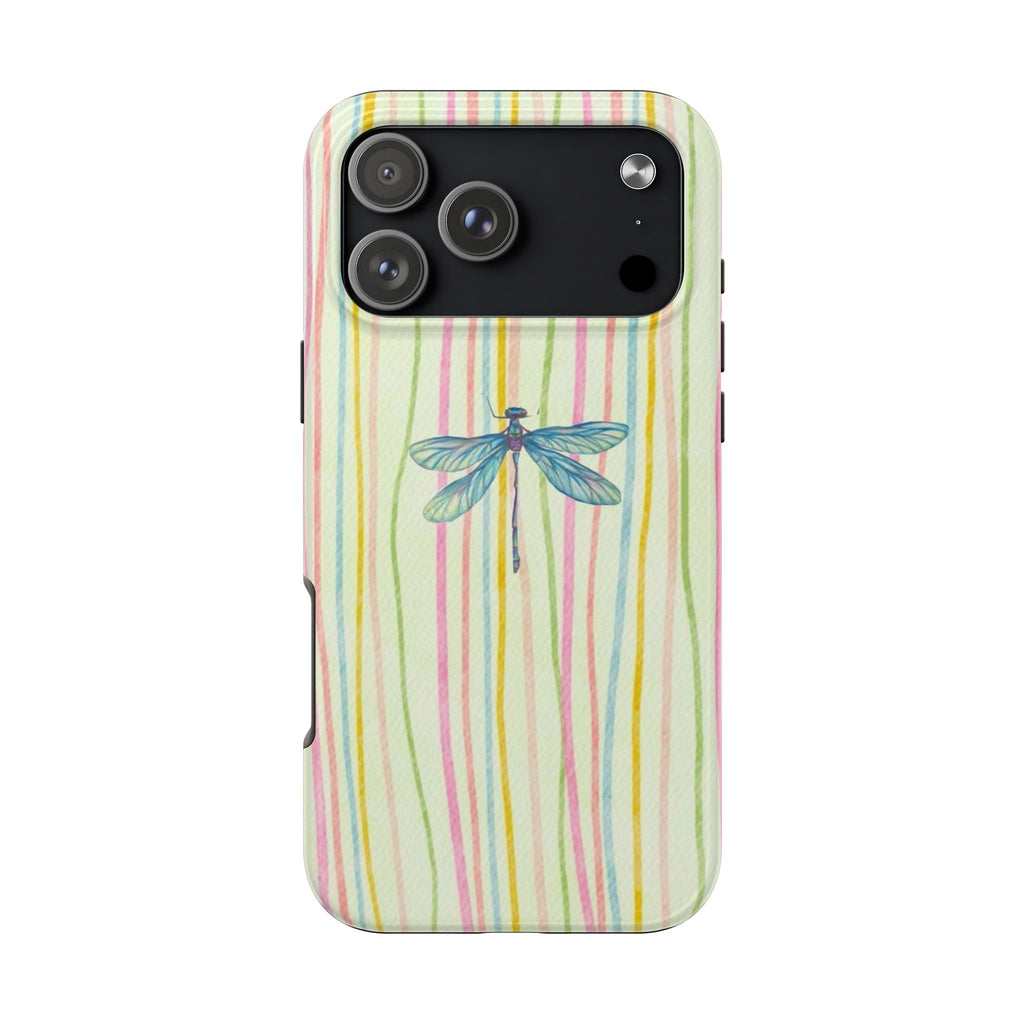 GREEN STRIPES DRAGONFLY PHONE CASE