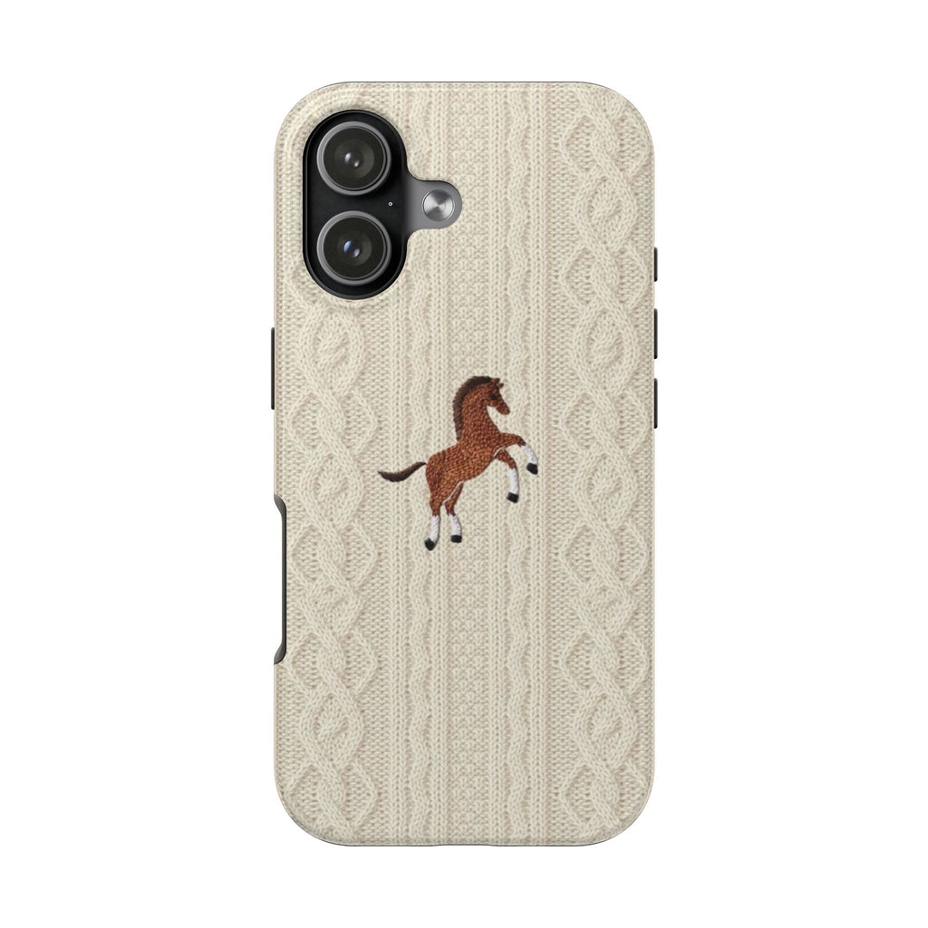 BEIGE KNIT HORSE PHONE CASE