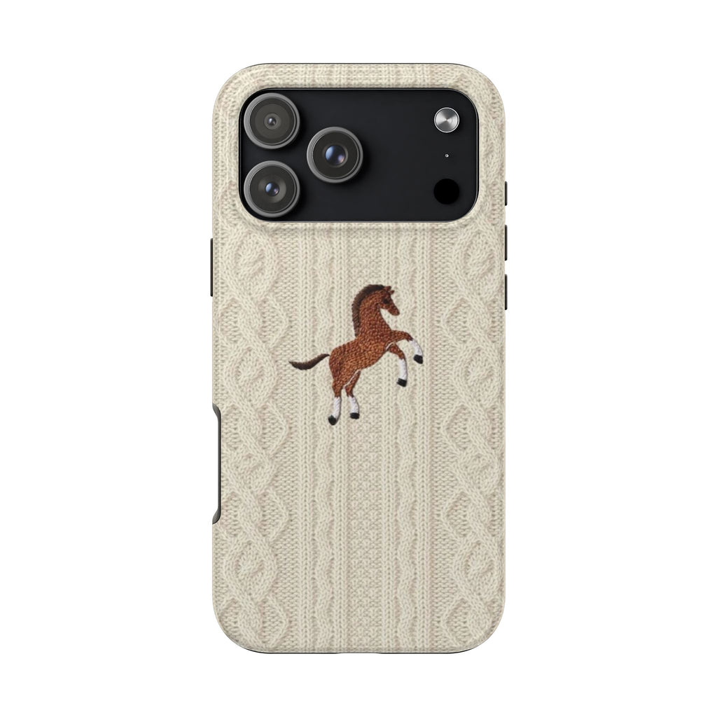 BEIGE KNIT HORSE PHONE CASE