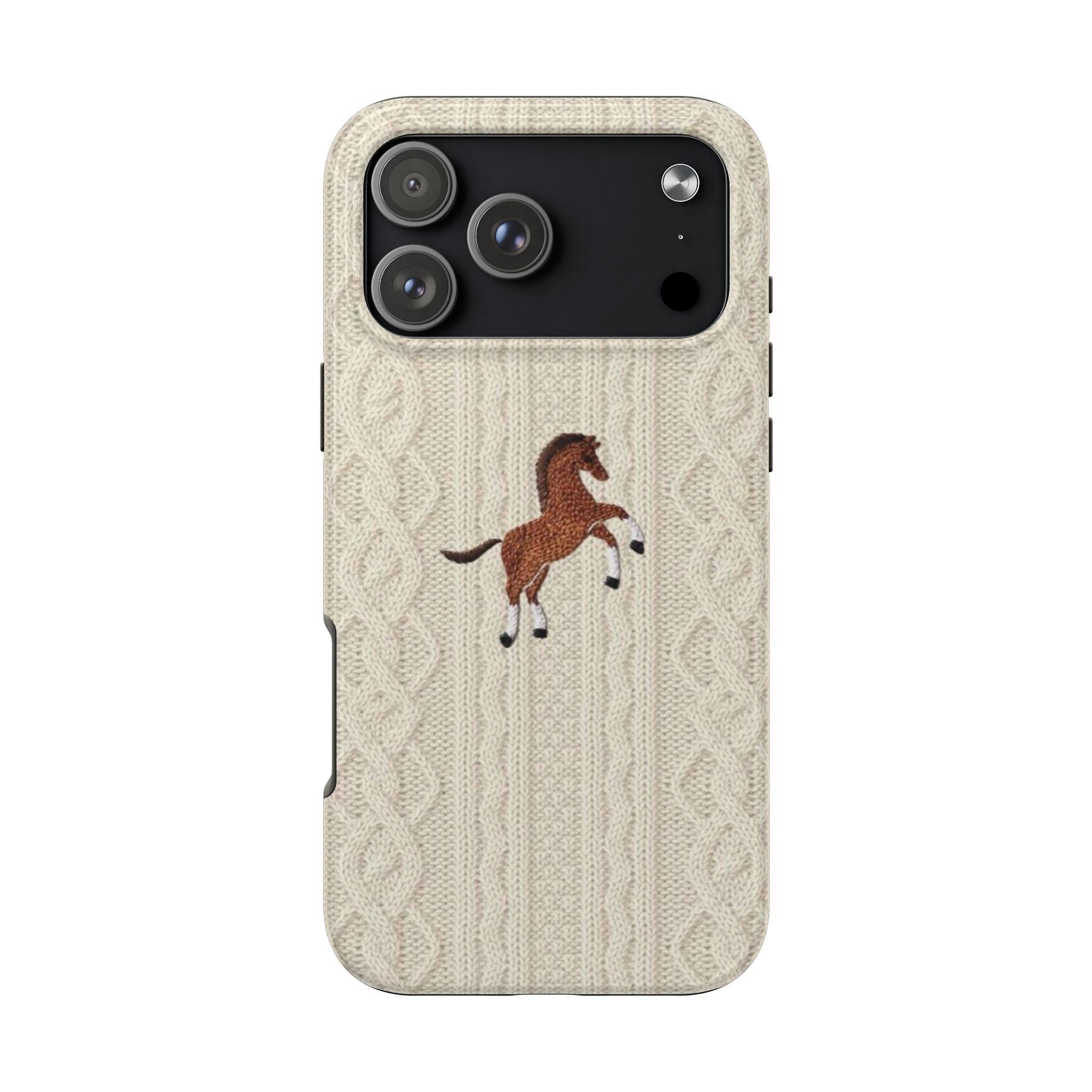 BEIGE KNIT HORSE PHONE CASE