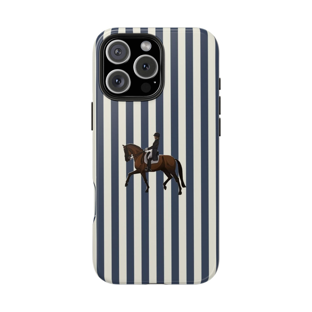 NAVY STRIPES JUMPING HORSE PHONE CASE