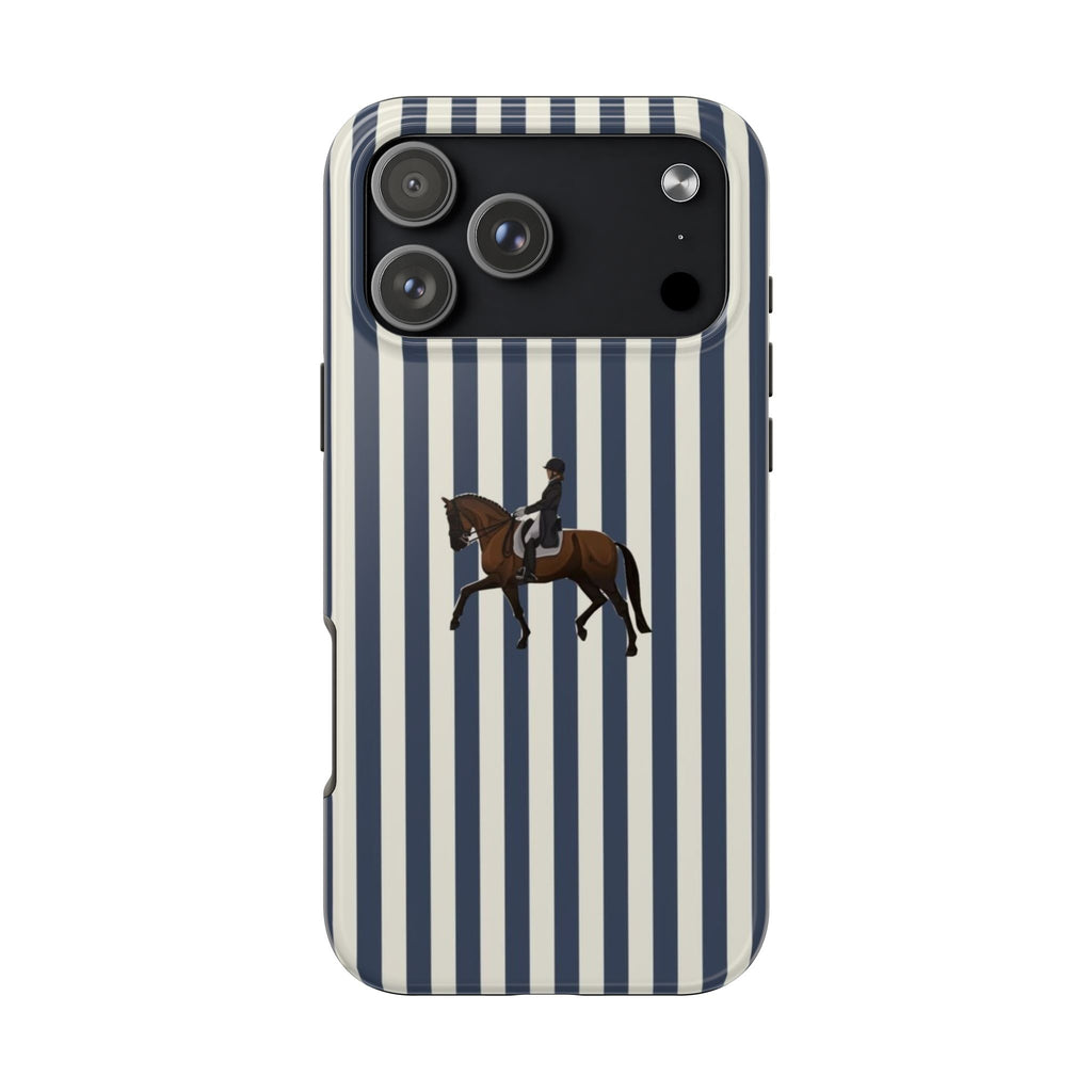 NAVY STRIPES JUMPING HORSE PHONE CASE