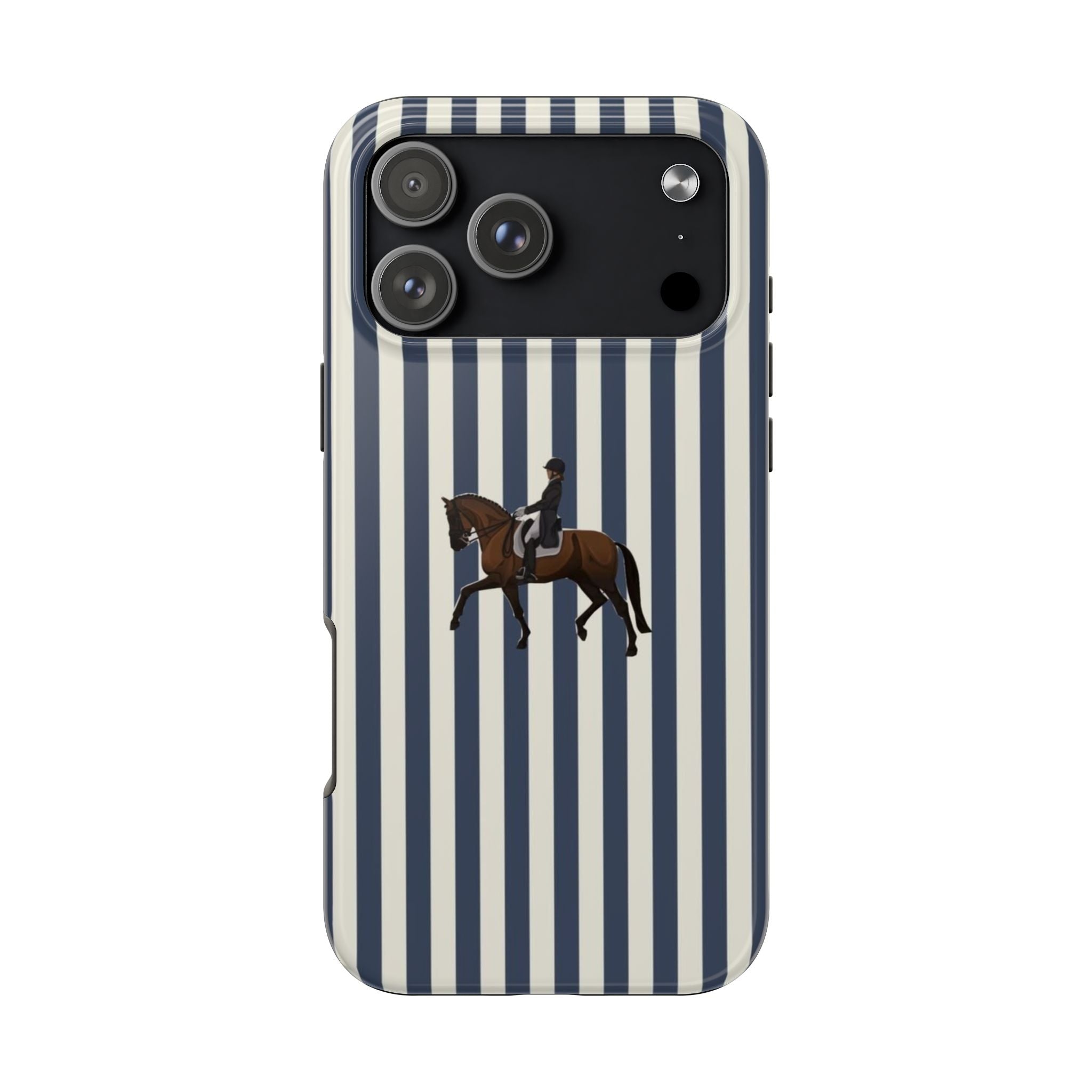 NAVY STRIPES JUMPING HORSE PHONE CASE