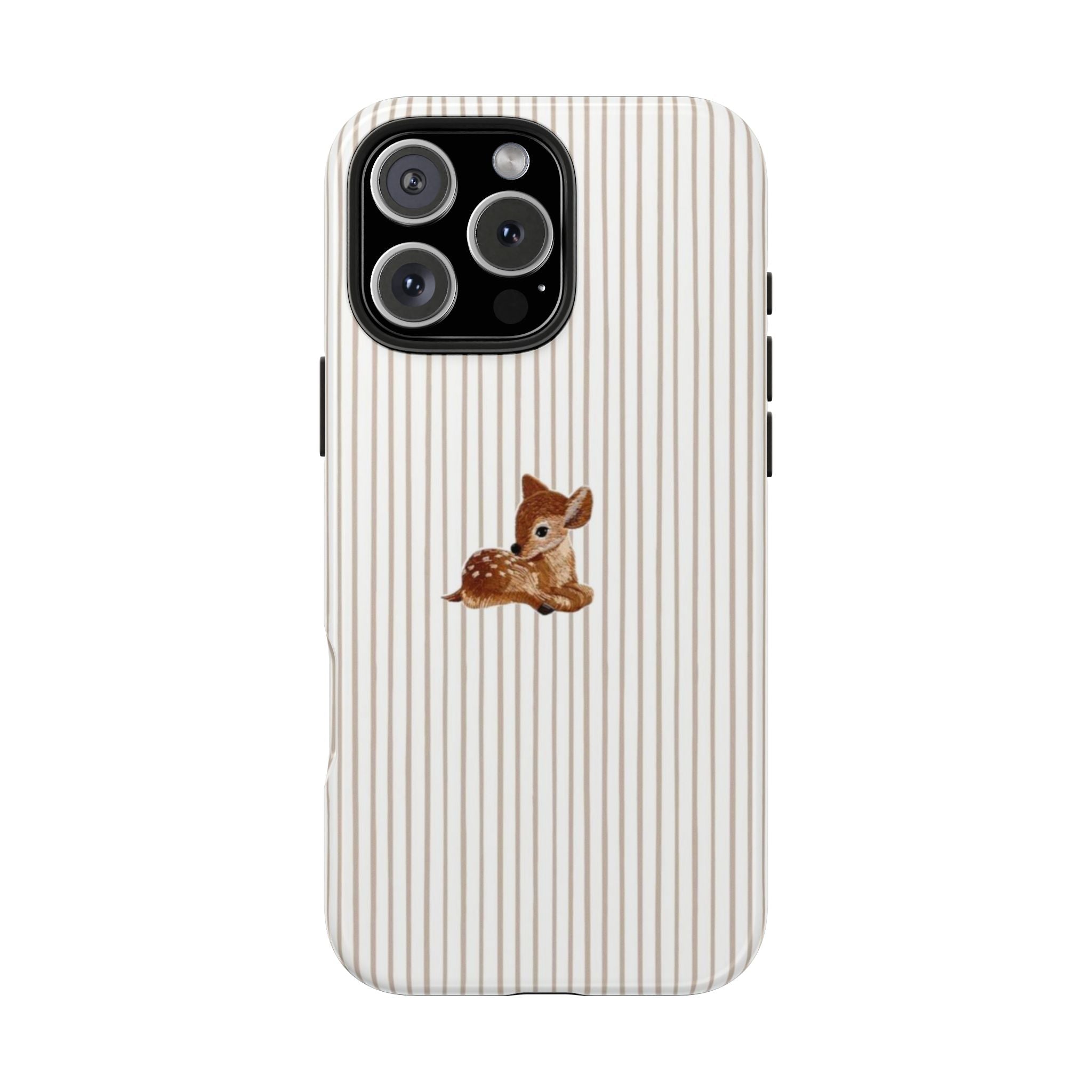 BEIGE STRIPES BABY DEER PHONE CASE