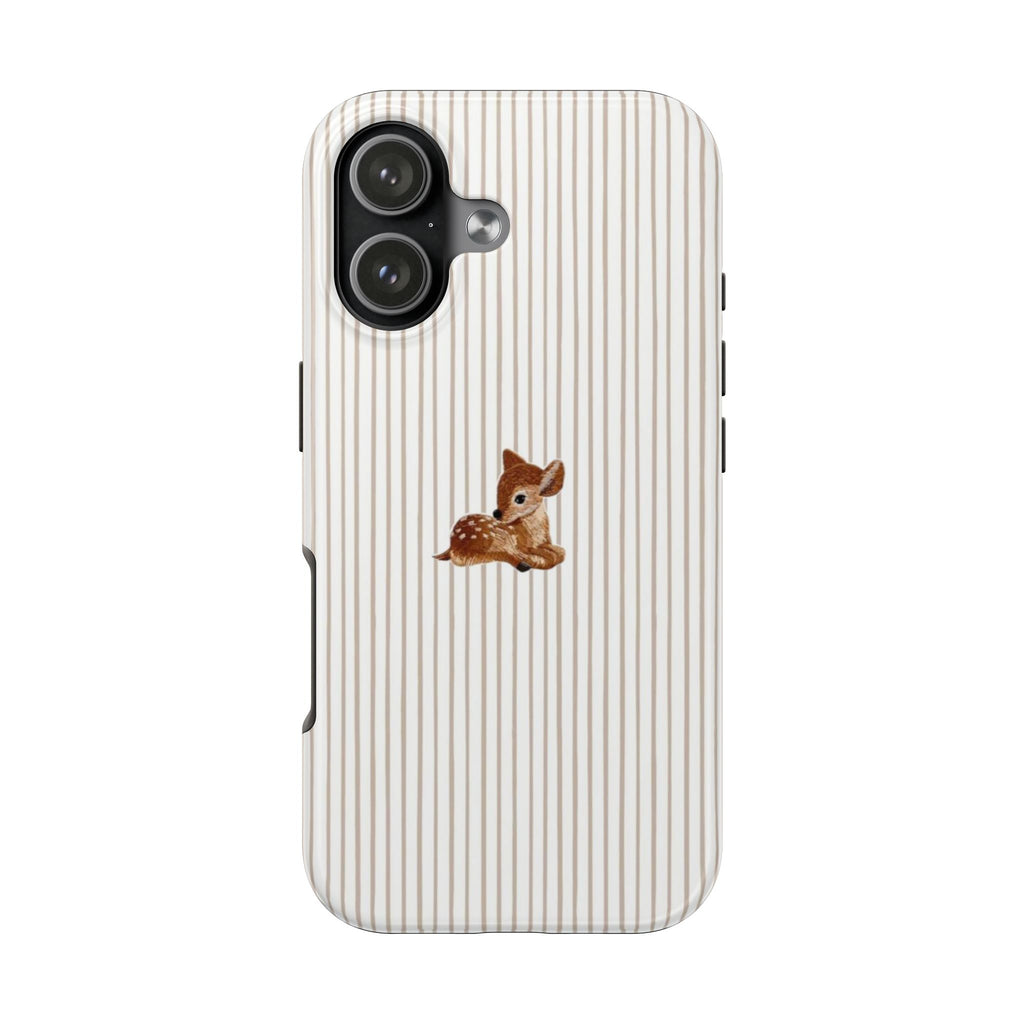 BEIGE STRIPES BABY DEER PHONE CASE