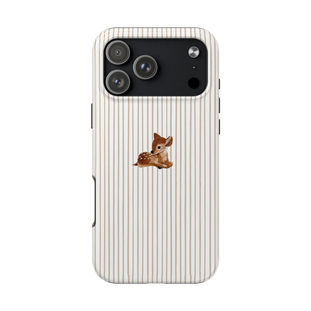 BEIGE STRIPES BABY DEER PHONE CASE