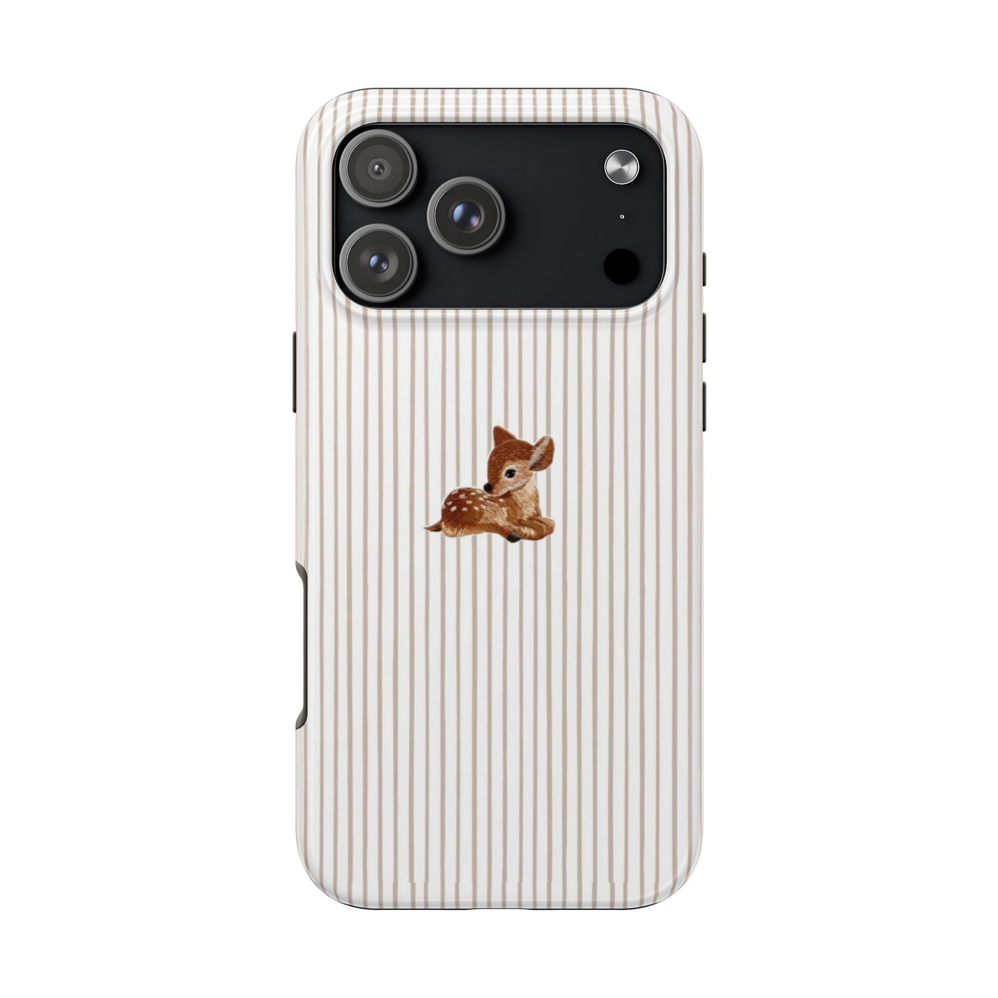 BEIGE STRIPES BABY DEER PHONE CASE