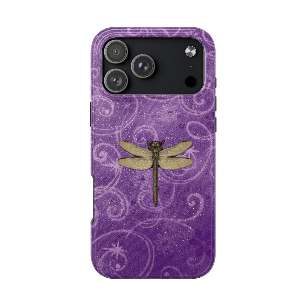PURPLE GLITTER DRAGONFLY PHONE CASE