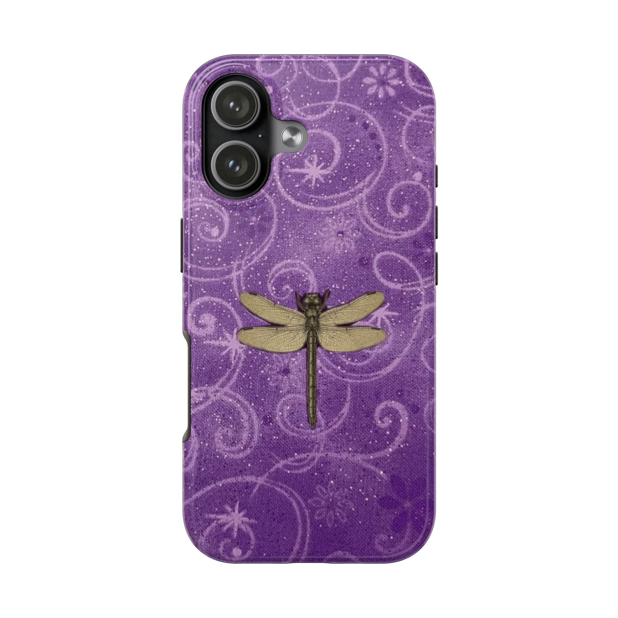 PURPLE GLITTER DRAGONFLY PHONE CASE