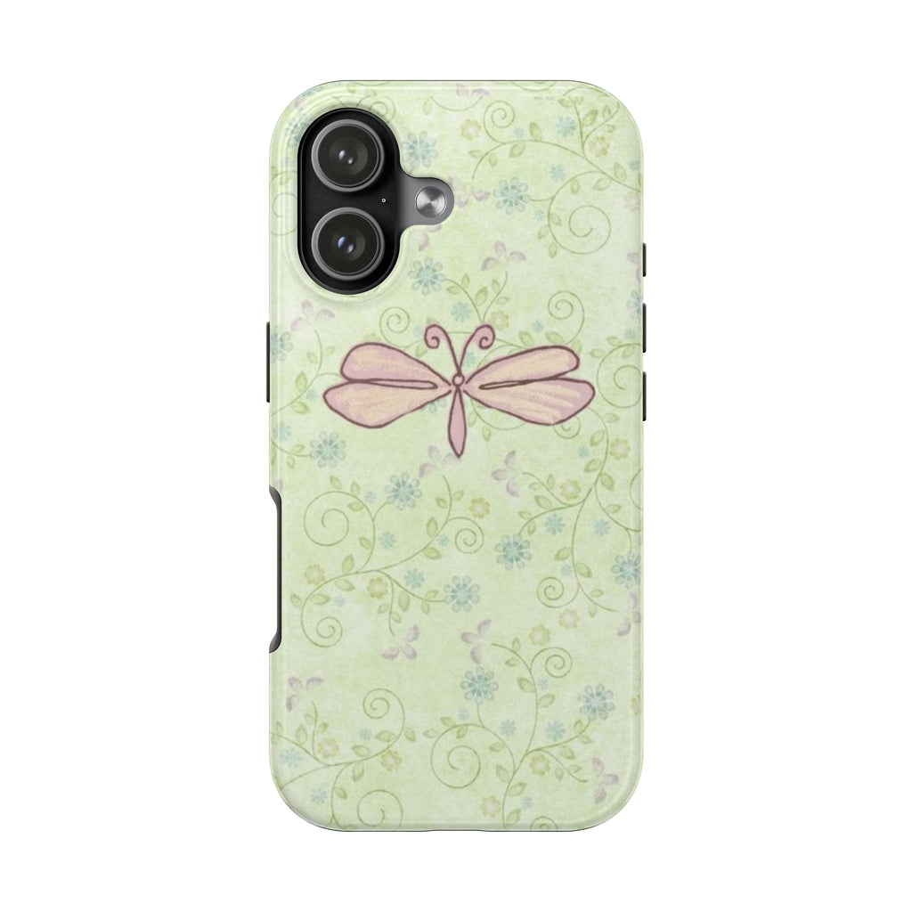 GREEN FLORAL DRAGONFLY PHONE CASE