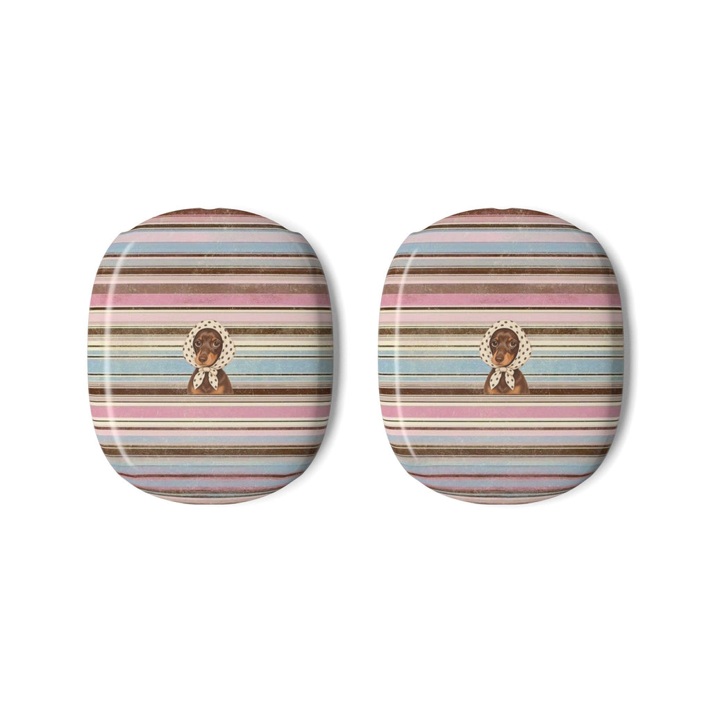 AUTUMN STRIPES PREPPY POLKA DOT DACHSHUND AIRPODS MAX CASE COVERS
