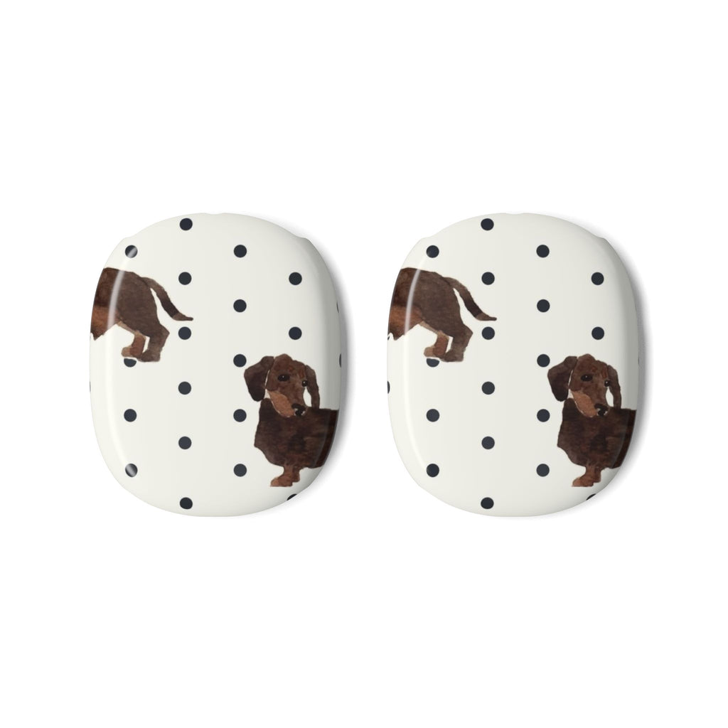 BLACK & WHITE POLKA DOTS DACHSHUND AIRPODS MAX CASE COVERS