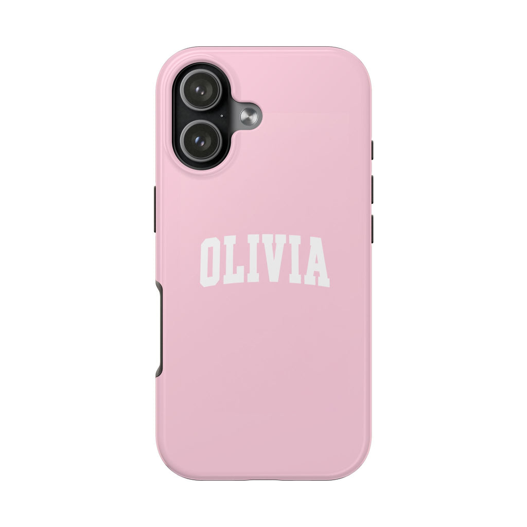 PERSONALIZED NAME CUSTOM BABY PINK VARSITY PHONE CASE