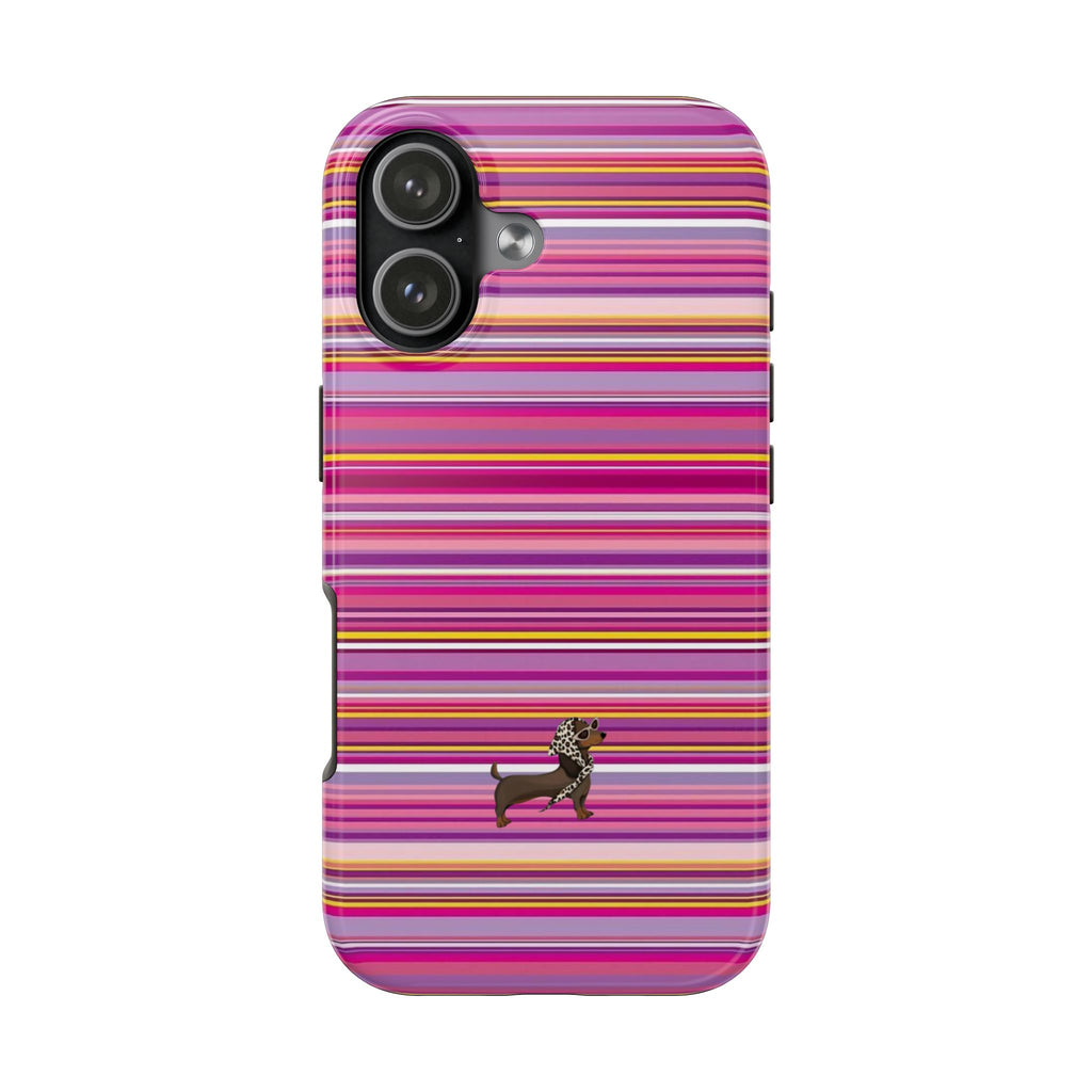 MULBERRY STRIPES MINI DACHSHUND PHONE CASE