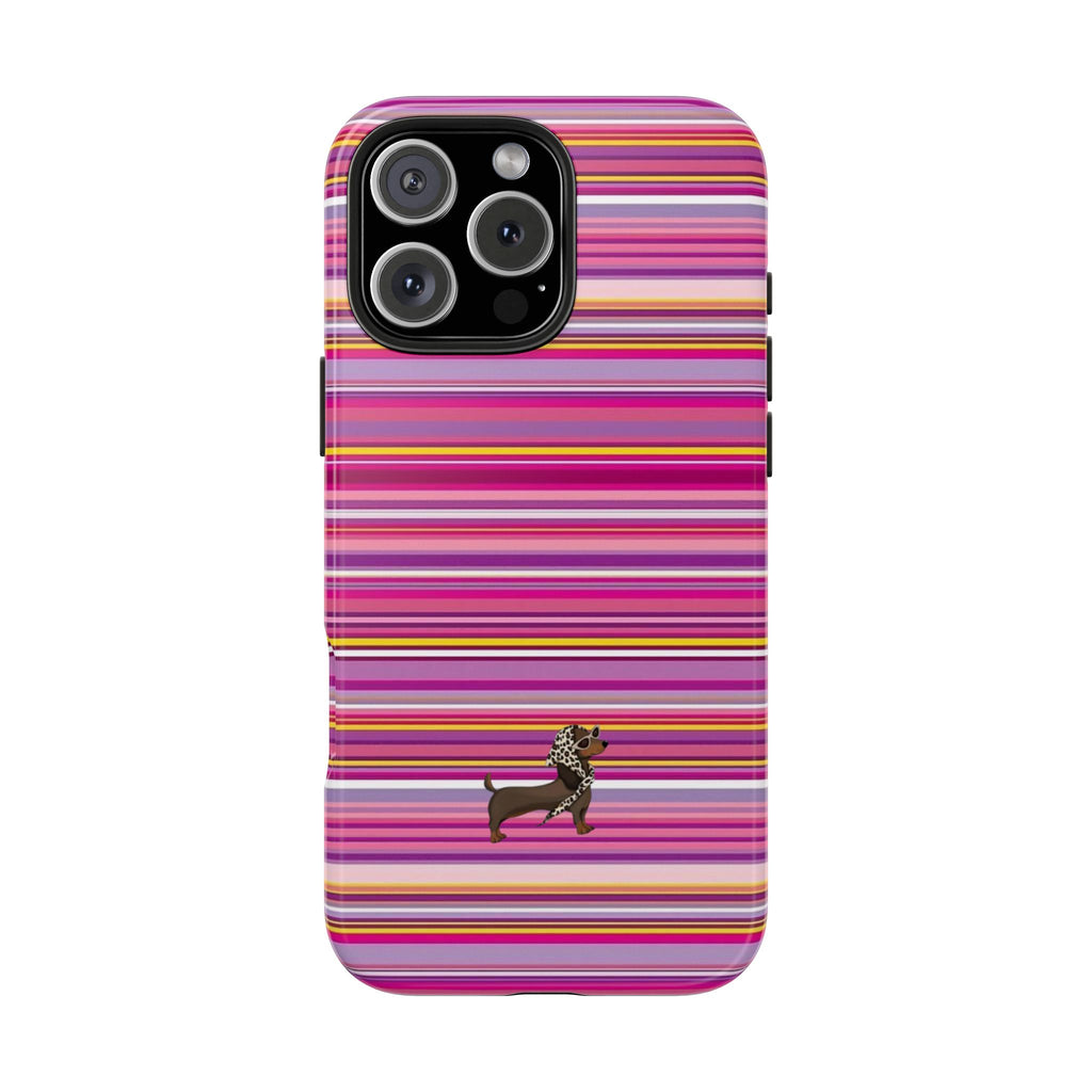 MULBERRY STRIPES MINI DACHSHUND PHONE CASE