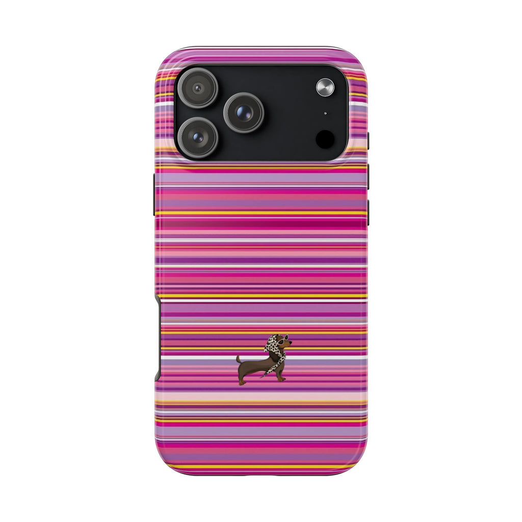 MULBERRY STRIPES MINI DACHSHUND PHONE CASE