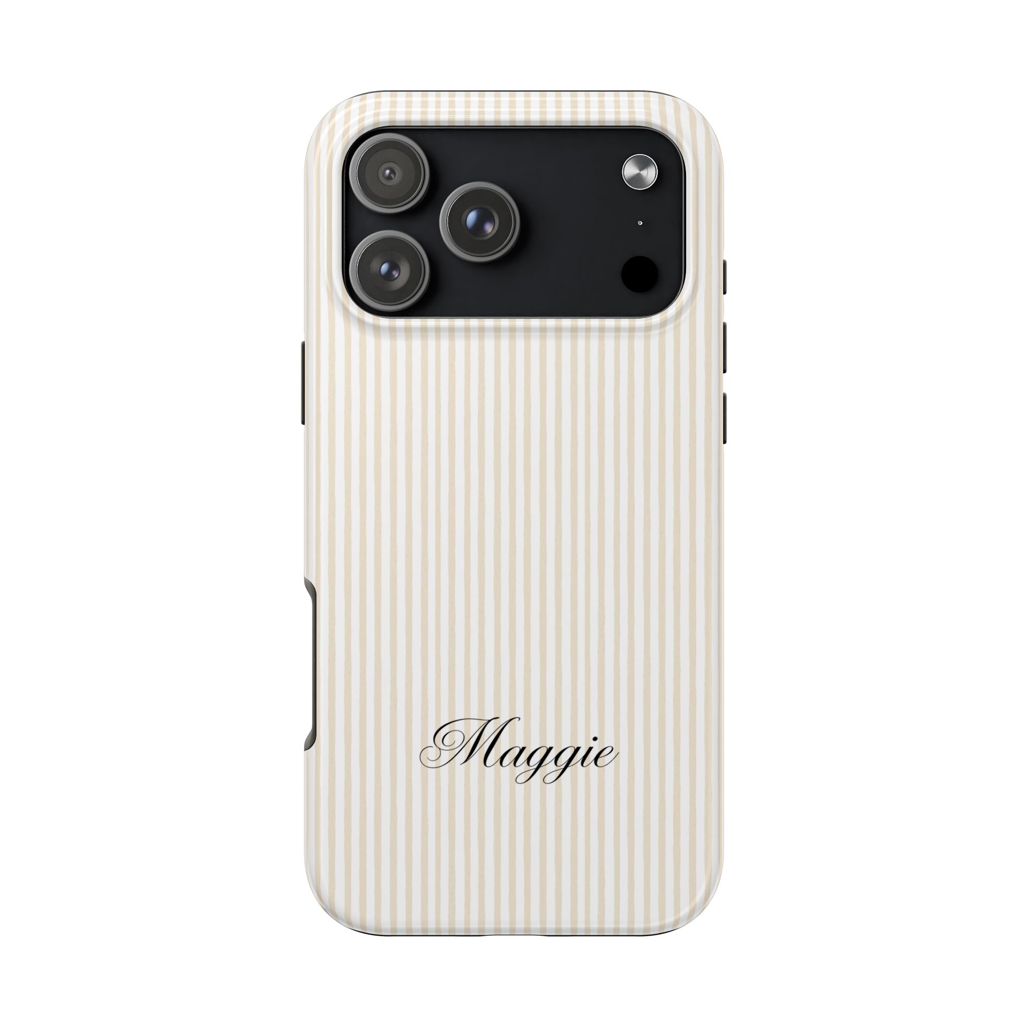 PERSONALIZED NAME CUSTOM BEIGE STRIPES PHONE CASE