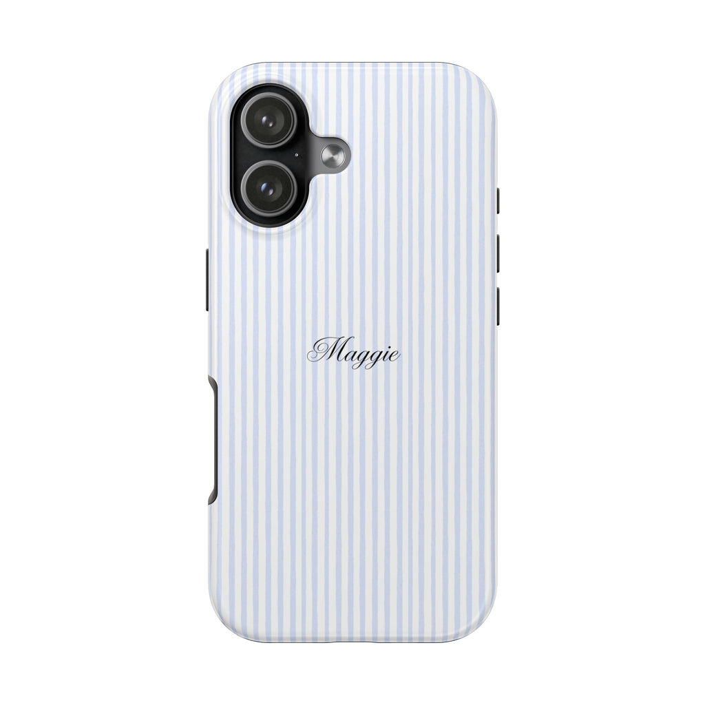 PERSONALIZED NAME CUSTOM BLUE STRIPES MINIMALIST PHONE CASE