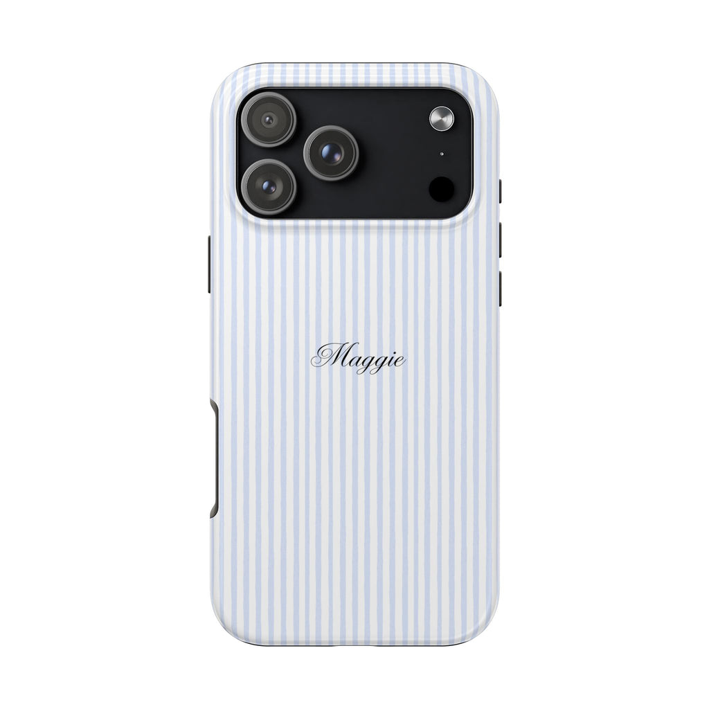 PERSONALIZED NAME CUSTOM BLUE STRIPES MINIMALIST PHONE CASE