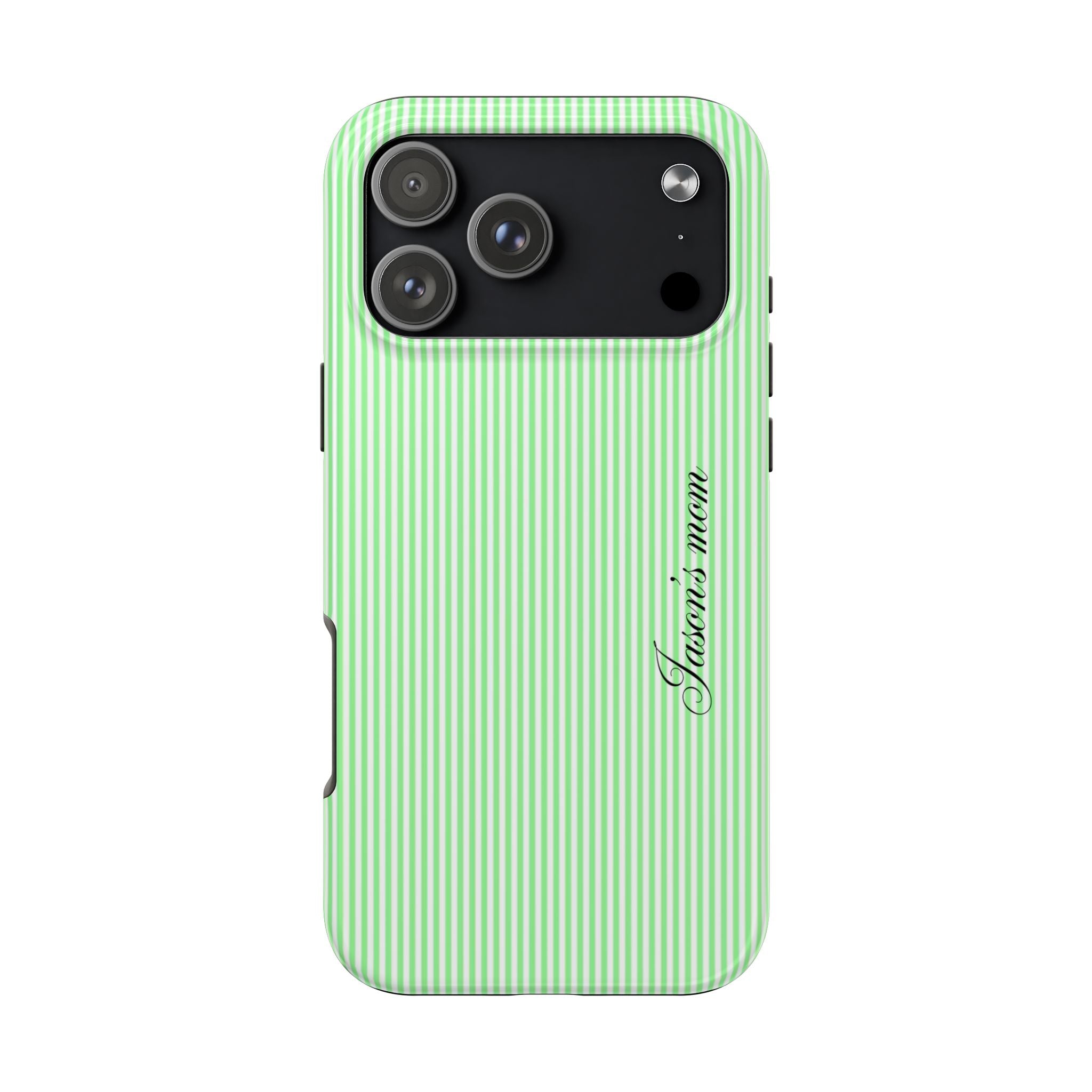 PERSONALIZED NAME CUSTOM LIME GREEN STRIPES MINIMALIST PHONE CASE