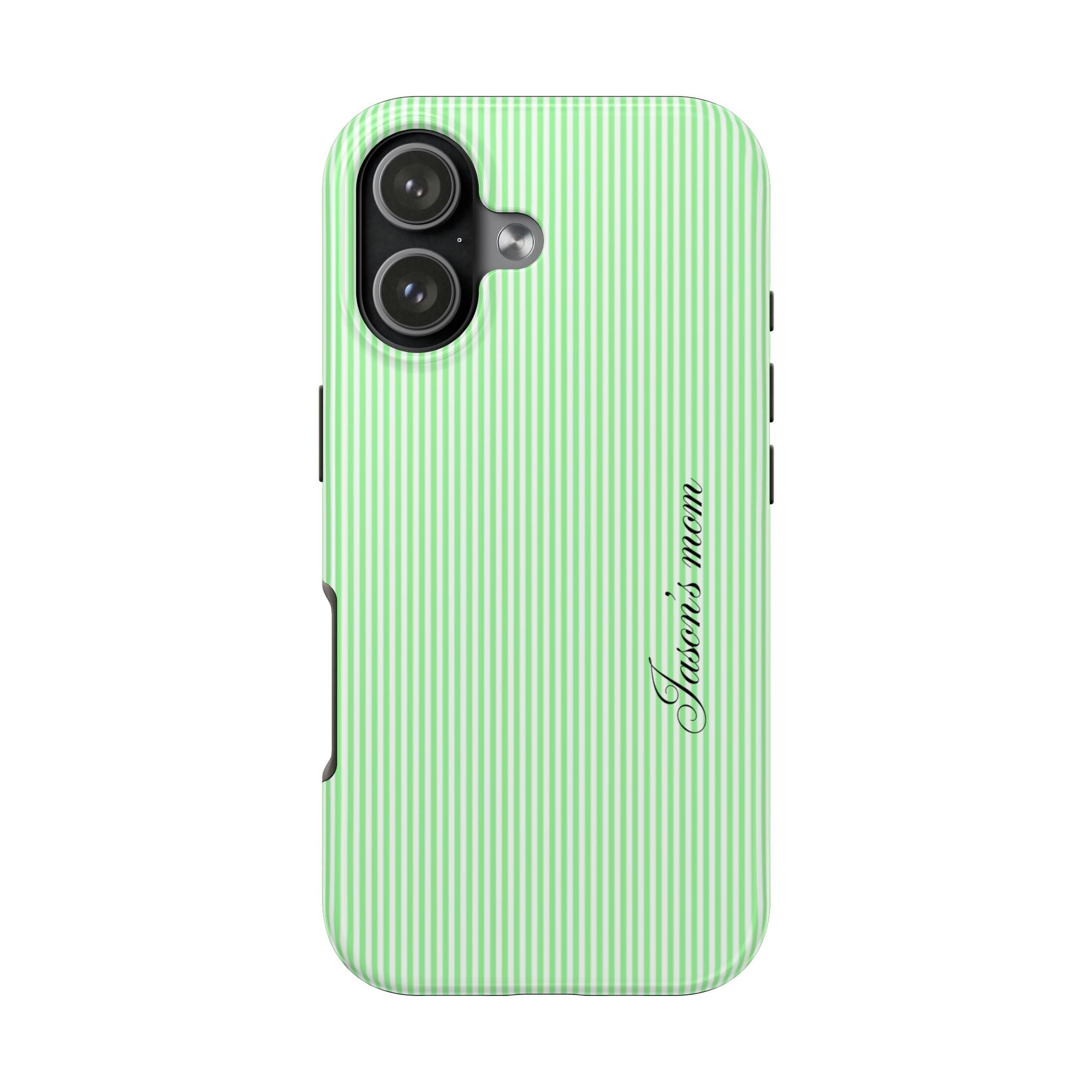 PERSONALIZED NAME CUSTOM LIME GREEN STRIPES MINIMALIST PHONE CASE