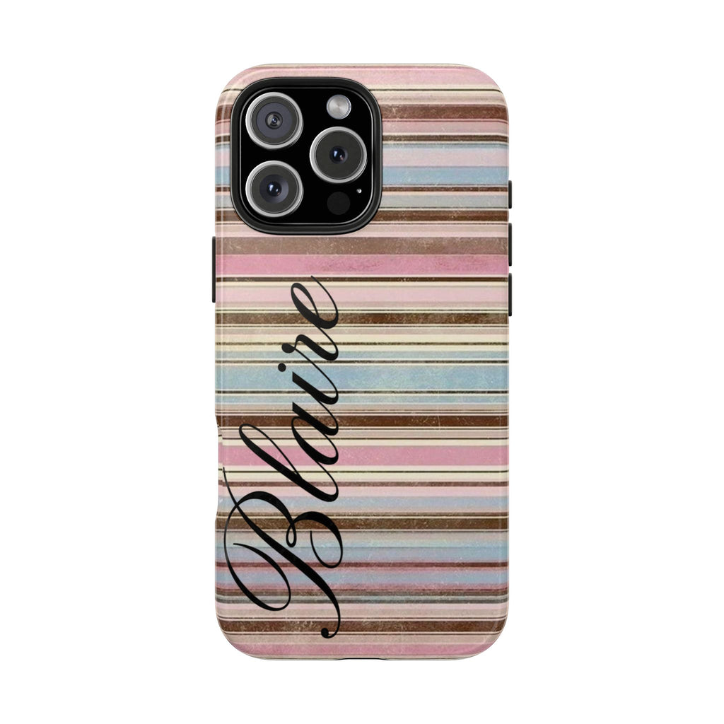 PERSONALIZED NAME CUSTOM AUTUMN STRIPES PHONE CASE