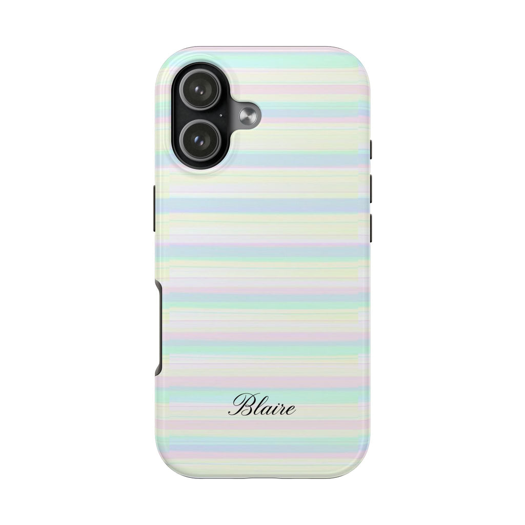 PERSONALIZED NAME CUSTOM SOFT PASTEL STRIPES PHONE CASE
