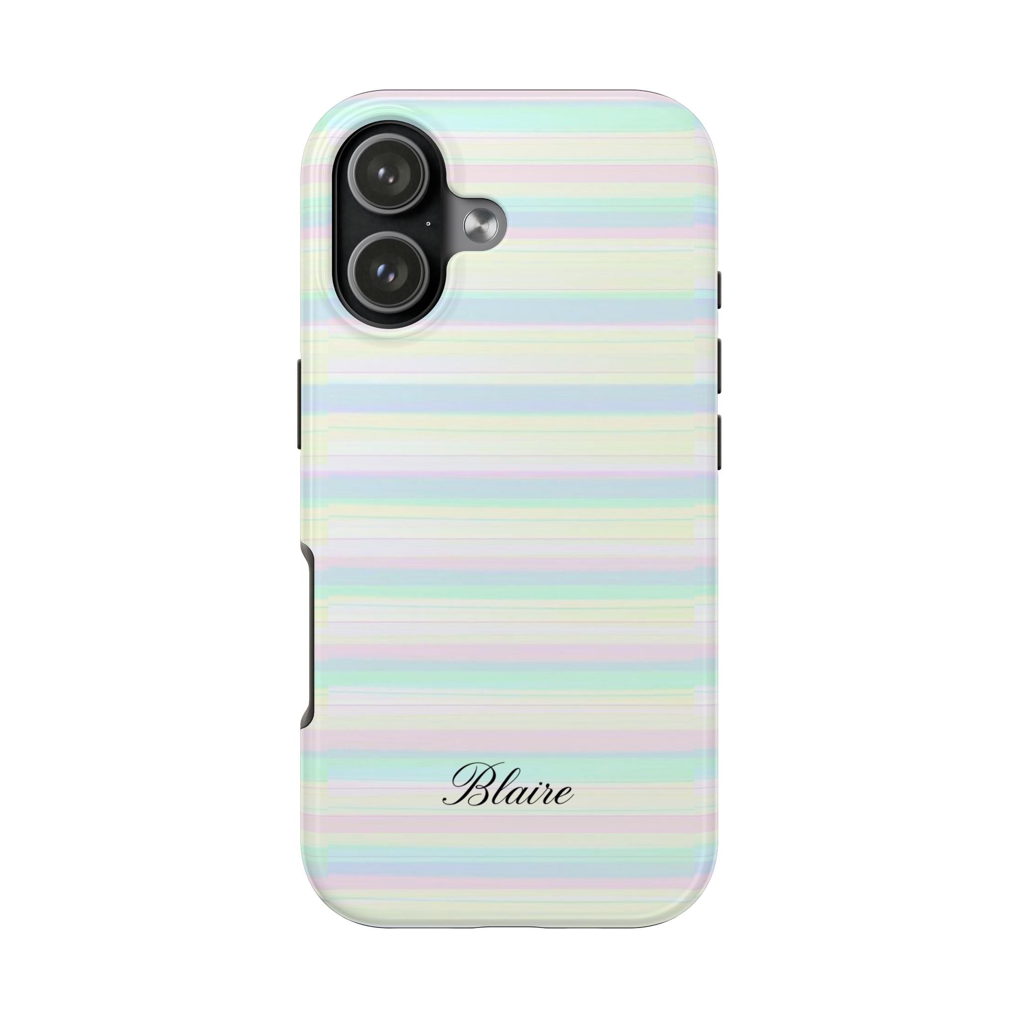 PERSONALIZED NAME CUSTOM SOFT PASTEL STRIPES PHONE CASE