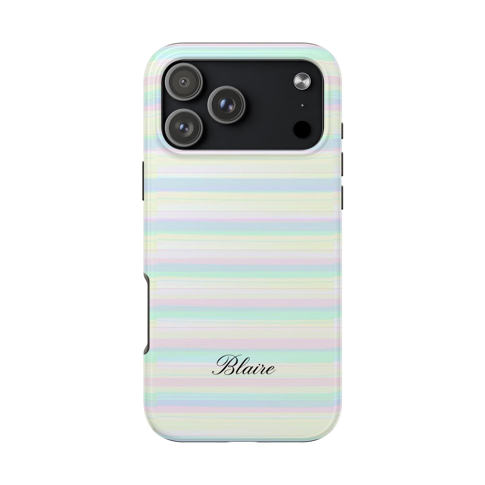 PERSONALIZED NAME CUSTOM SOFT PASTEL STRIPES PHONE CASE