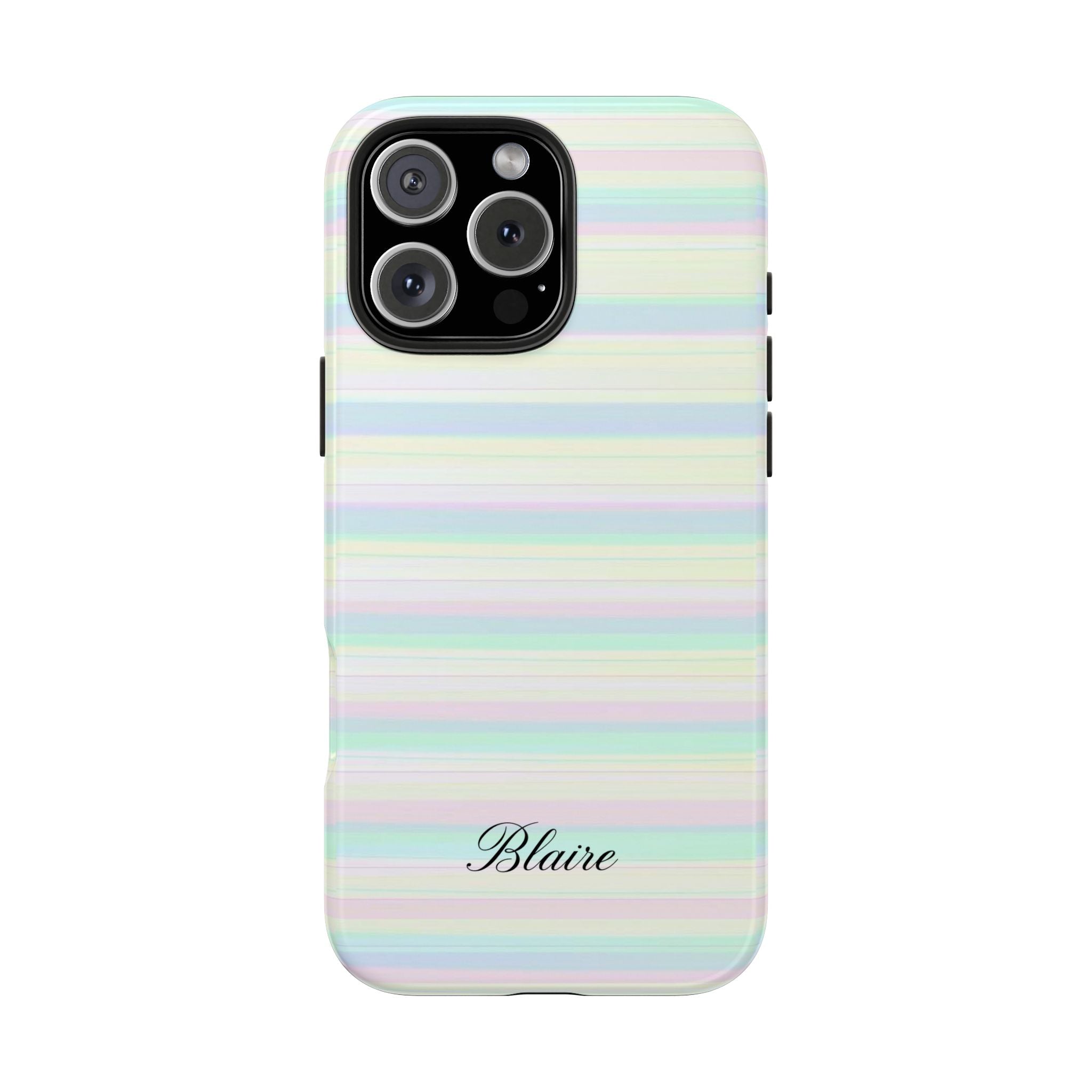 PERSONALIZED NAME CUSTOM SOFT PASTEL STRIPES PHONE CASE