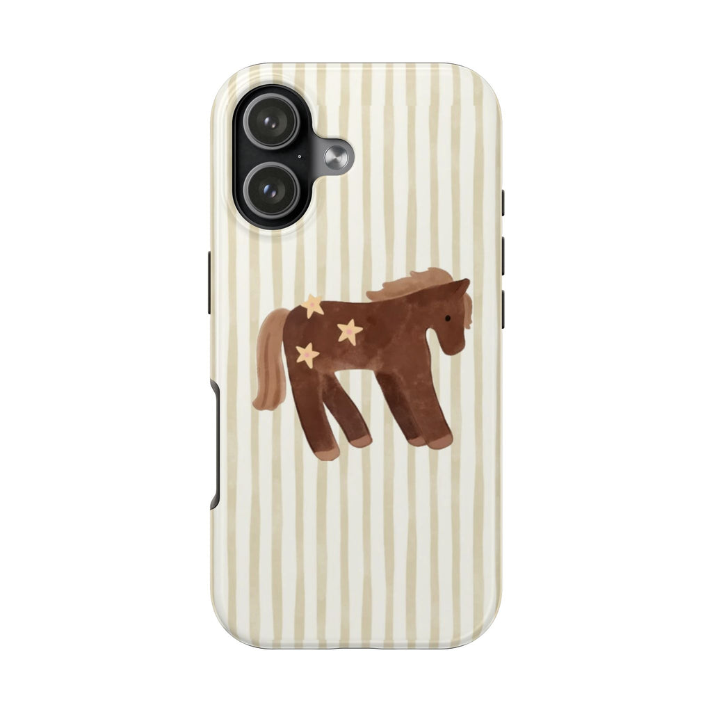 BEIGE STRIPES PONY PHONE CASE