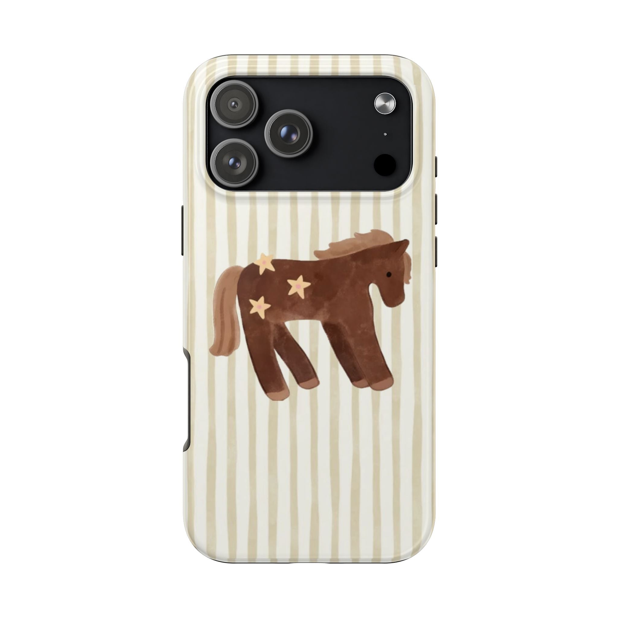 BEIGE STRIPES PONY PHONE CASE