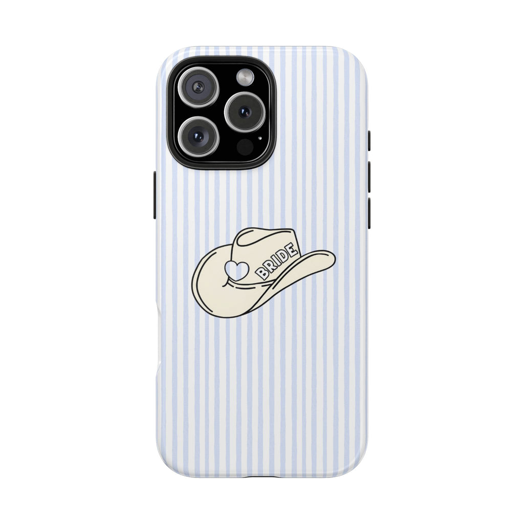 BLUE STRIPES COWGIRL HAT BRIDE PHONE CASE