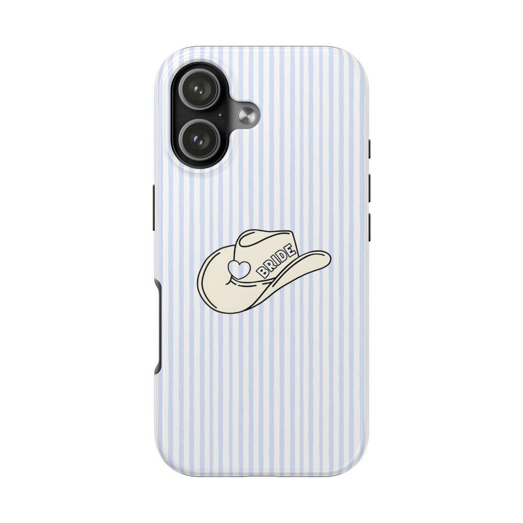 BLUE STRIPES COWGIRL HAT BRIDE PHONE CASE