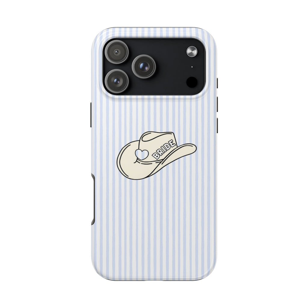 BLUE STRIPES COWGIRL HAT BRIDE PHONE CASE