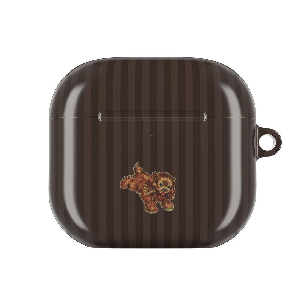 BROWN STRIPES PARK AVENUE PUPPY AIRPOD CASE