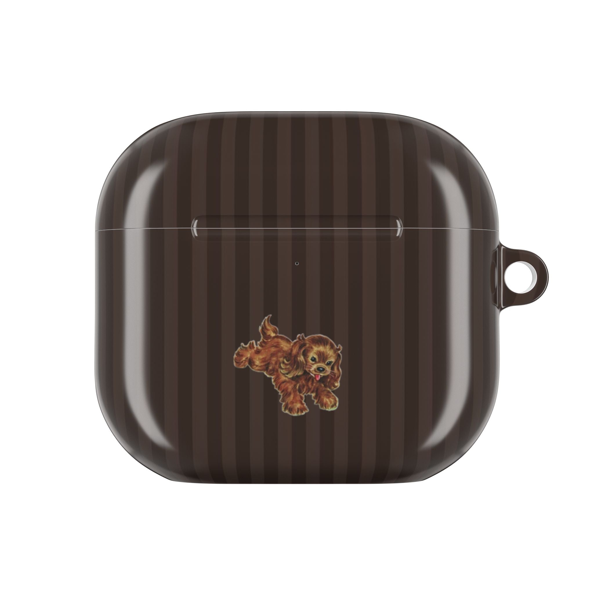 BROWN STRIPES PARK AVENUE PUPPY AIRPOD CASE