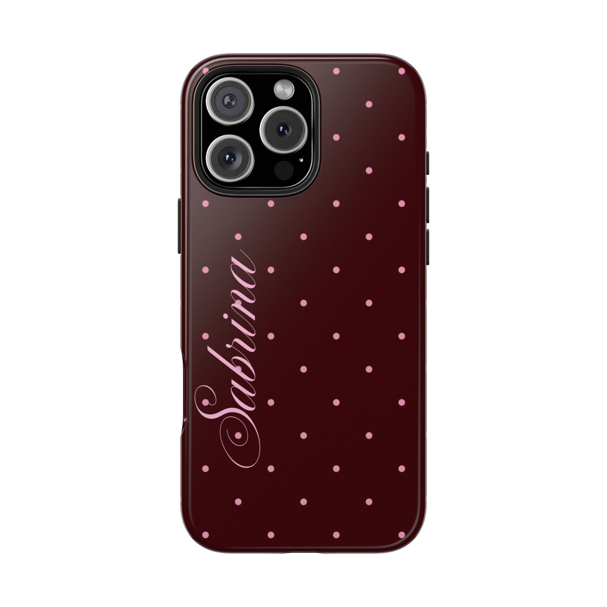 PERSONALIZED NAME CUSTOM RASPBERRY PINK POLKA DOTS MINIMALIST PHONE CASE