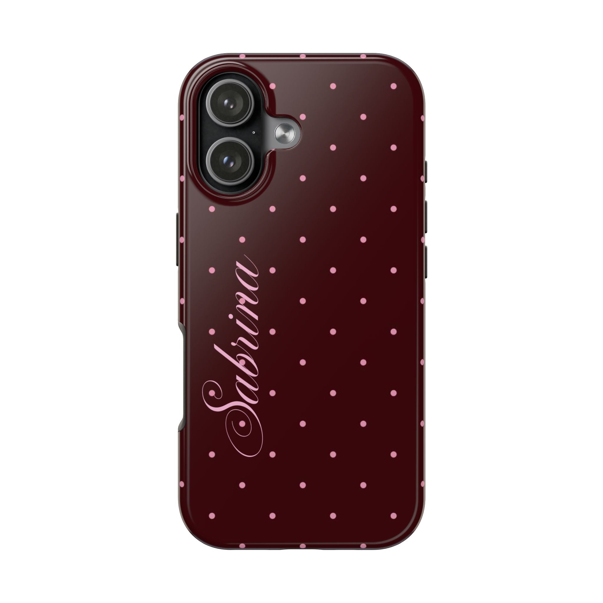 PERSONALIZED NAME CUSTOM RASPBERRY PINK POLKA DOTS MINIMALIST PHONE CASE