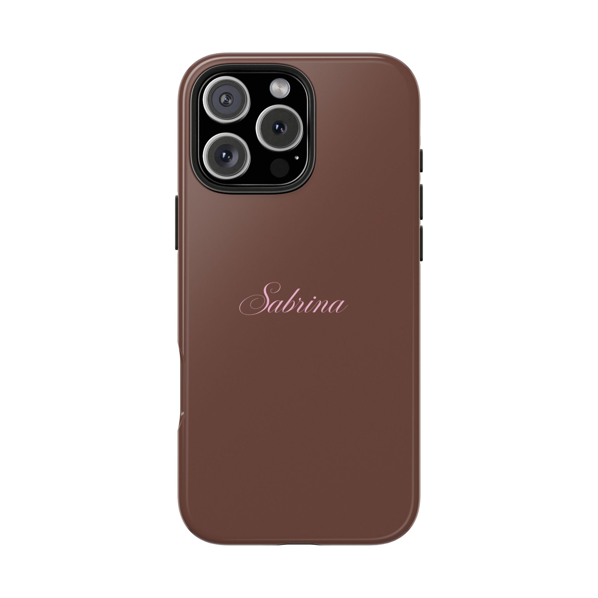 PERSONALIZED NAME CUSTOM BROWN & PINK MINIMALIST PHONE CASE