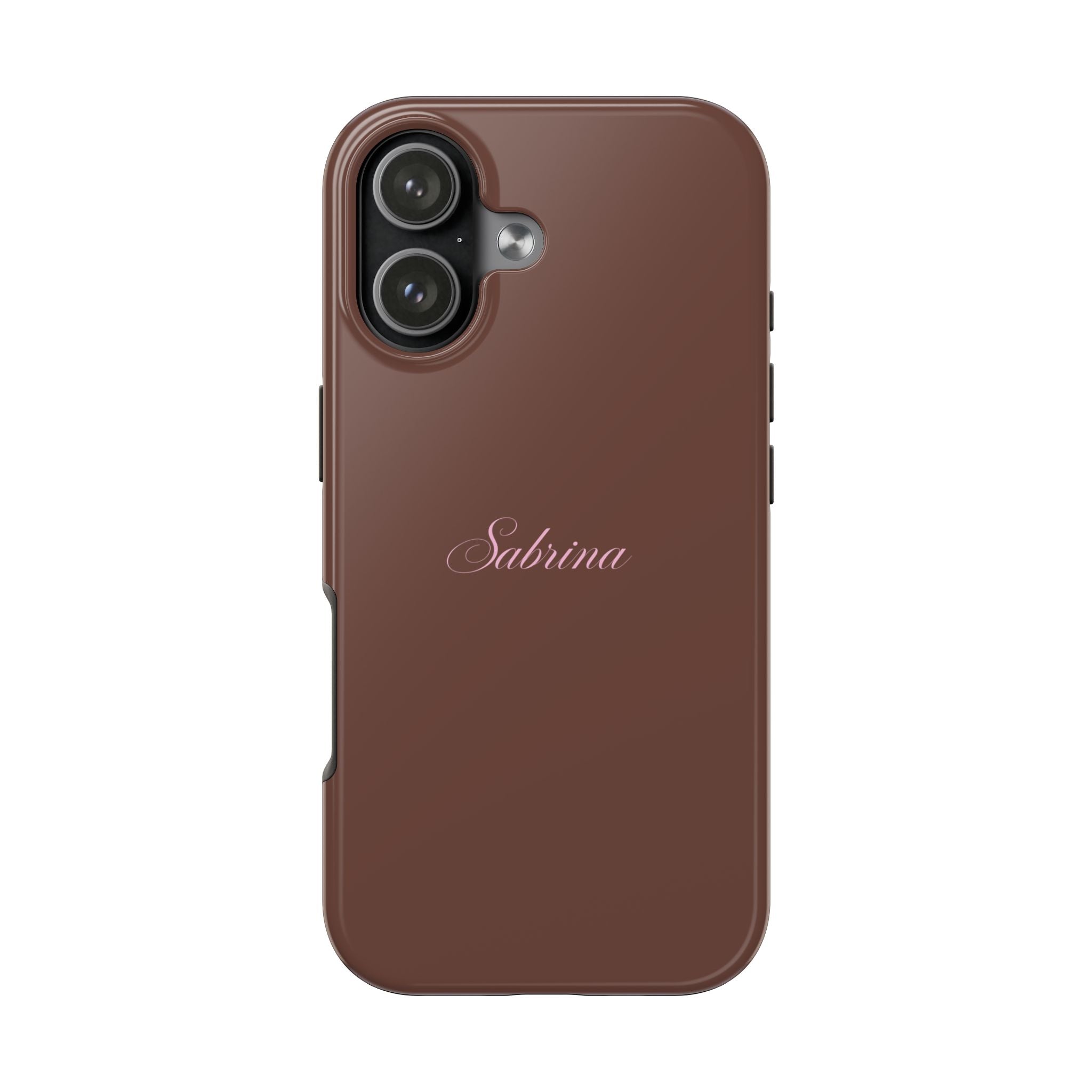 PERSONALIZED NAME CUSTOM BROWN & PINK MINIMALIST PHONE CASE