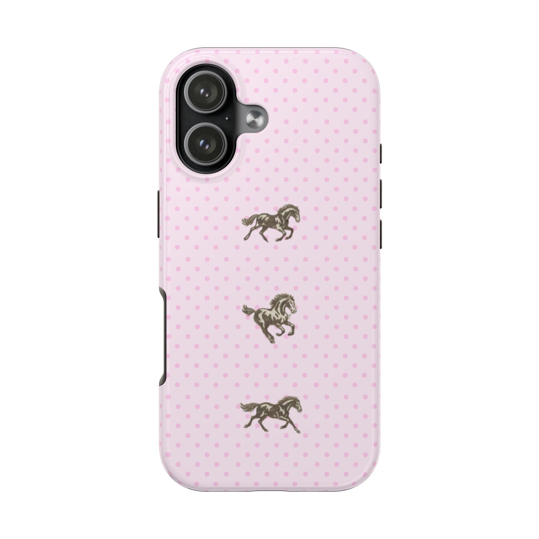 PINK POLKA DOTS WESTERN HORSES PHONE CASE