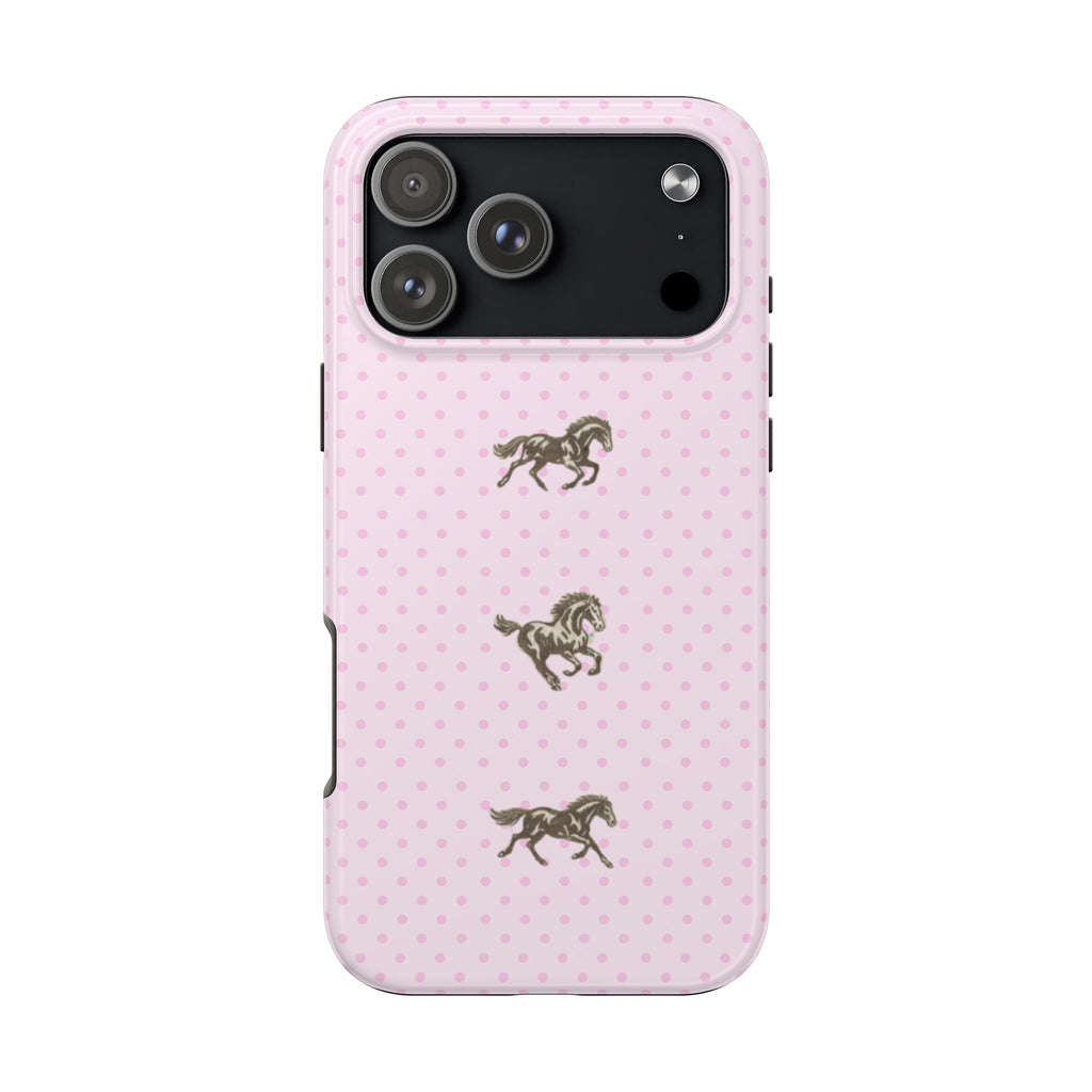 PINK POLKA DOTS WESTERN HORSES PHONE CASE