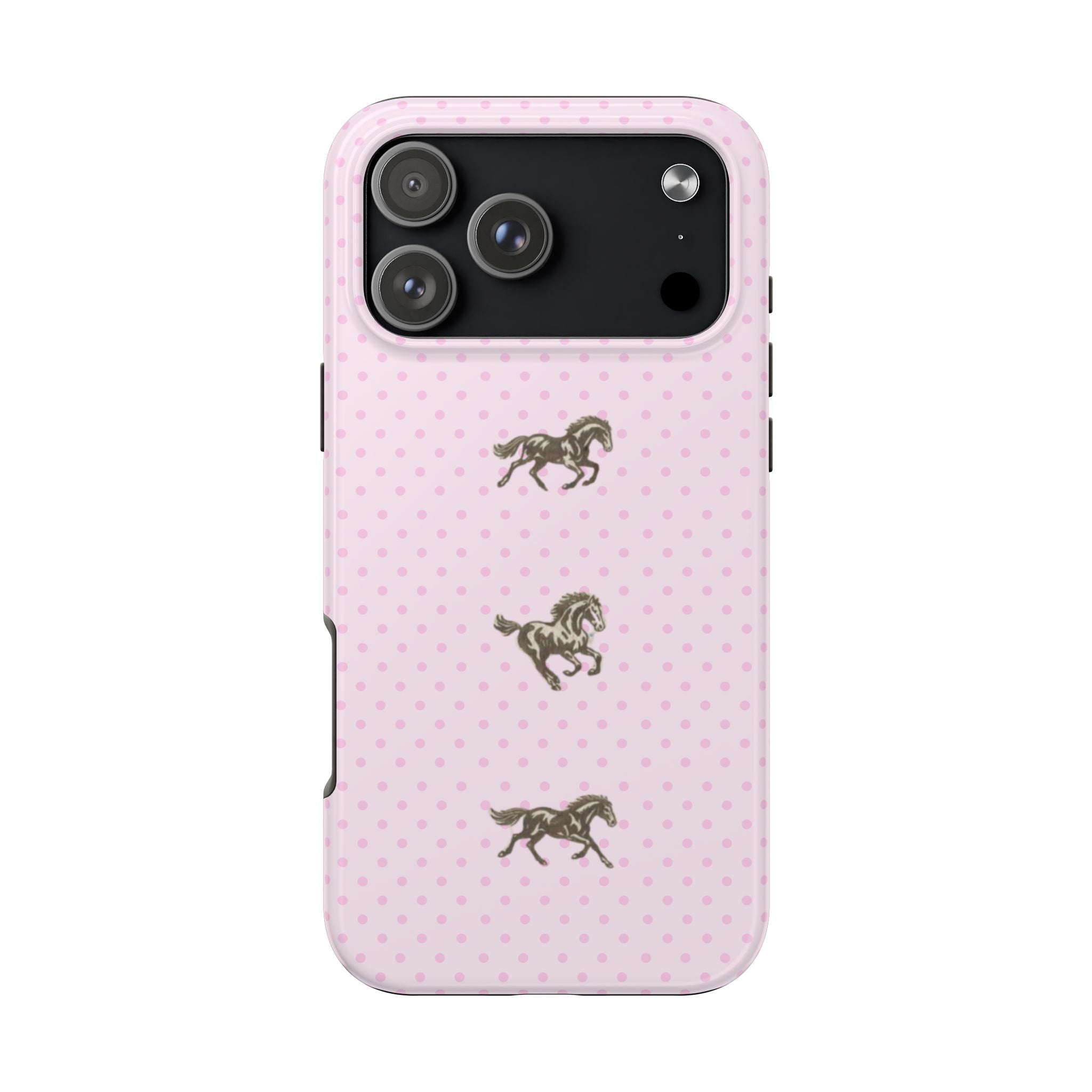 PINK POLKA DOTS WESTERN HORSES PHONE CASE